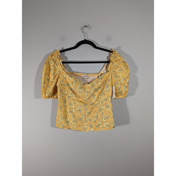 NWT Bloomfield Yellow Floral Crop Top Women Size M - Picture 1 of 7